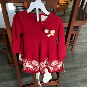 Knit 18 month Christmas dress with tights